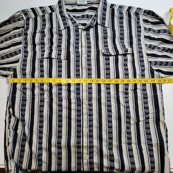 Joker Men's Button Front Men's Size XXL Gray Blue Stripe Clown Print Pockets - Picture 6 of 7